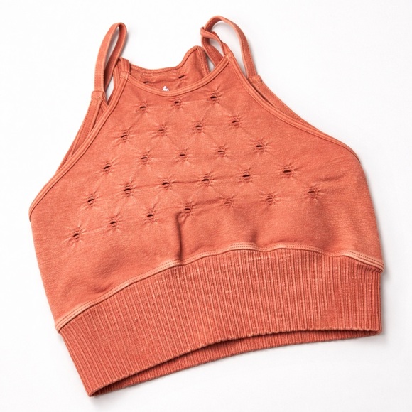 Free People- Orange Sleeveless Women's Crop Top - Picture 2 of 4